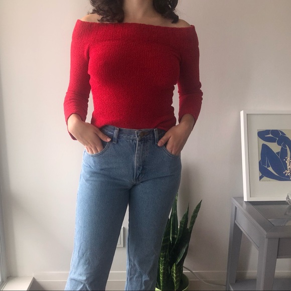 Red off the shoulder top - Picture 1 of 2
